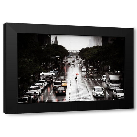Rainy Day-Yokohama Black Modern Wood Framed Art Print by Kiri, Reiko