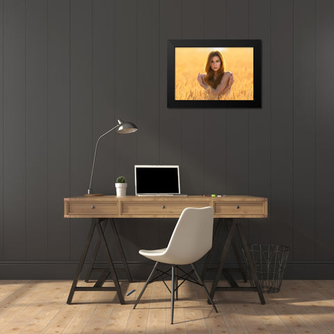 Wheat And Isabella Black Modern Wood Framed Art Print by Waldmann, Shlomo