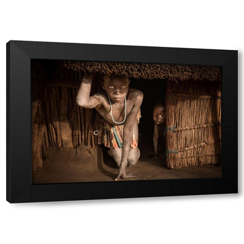 Laarim Girl Black Modern Wood Framed Art Print by Cole, Trevor