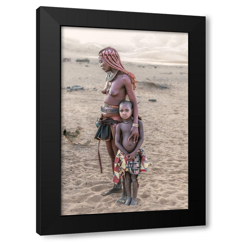 Himba Mother And Daughter Black Modern Wood Framed Art Print by Cole, Trevor