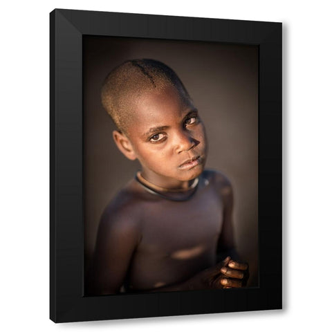 Young Himba Girl Black Modern Wood Framed Art Print by Cole, Trevor