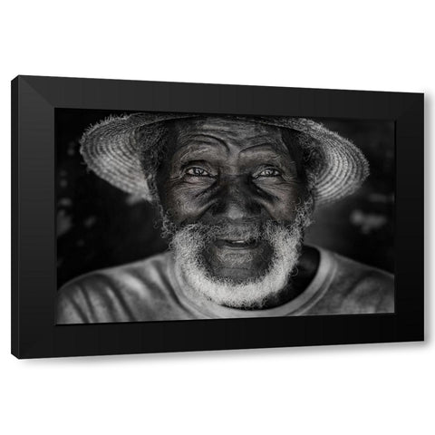 happy man in Cuba. Black Modern Wood Framed Art Print with Double Matting by Raskin, Moris