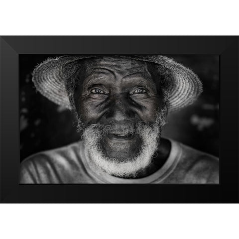 happy man in Cuba. Black Modern Wood Framed Art Print by Raskin, Moris