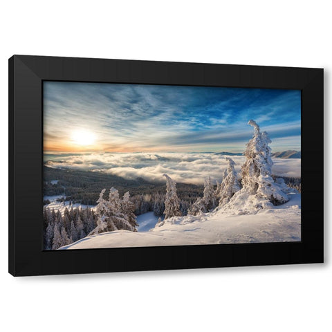 WinterTime Black Modern Wood Framed Art Print with Double Matting by Mirica, Dan