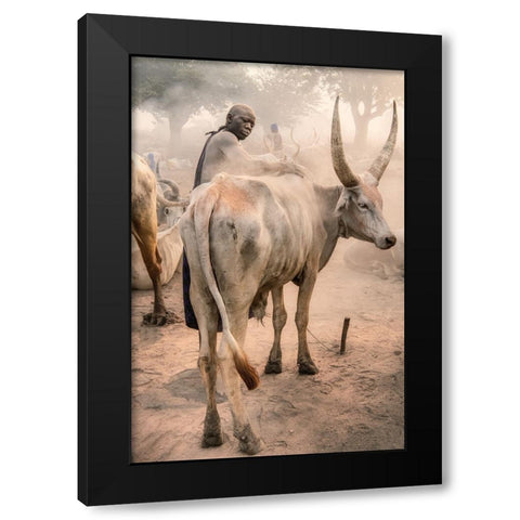 Mundari Massage Black Modern Wood Framed Art Print by Cole, Trevor