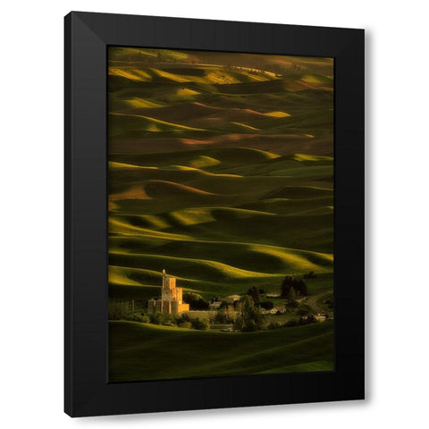 Choppy Black Modern Wood Framed Art Print by Jacobs, Lydia