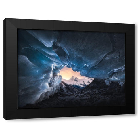 Ice Cave And Snow Mountain Black Modern Wood Framed Art Print by Ye, Ningyun