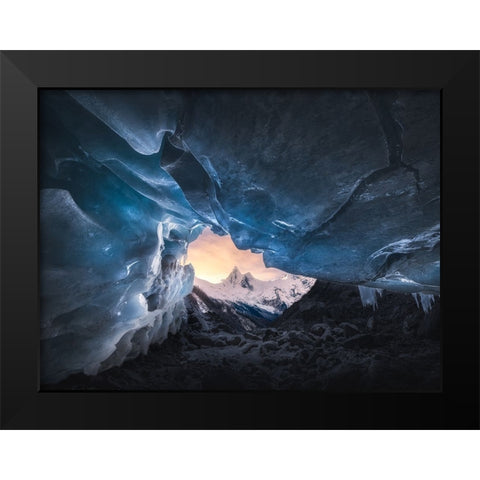 Ice Cave And Snow Mountain Black Modern Wood Framed Art Print by Ye, Ningyun