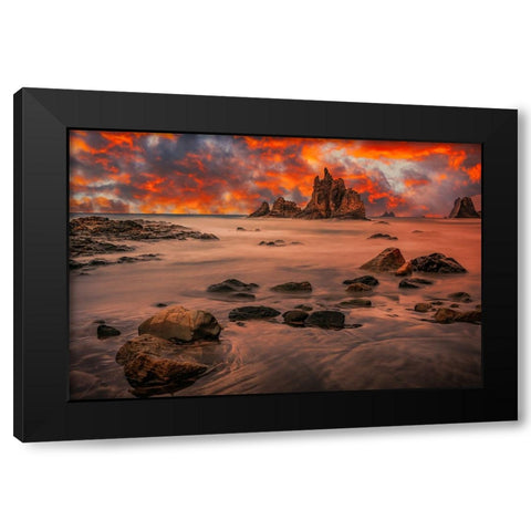 Canary Sunset Black Modern Wood Framed Art Print with Double Matting by Popan, Adrian