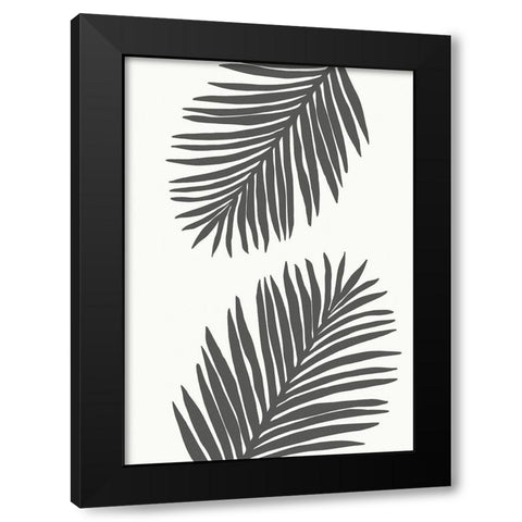 PALM LEAF 12 GRAPHITE GRAY Black Modern Wood Framed Art Print with Double Matting by 1x Studio