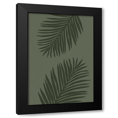 PALM LEAF 05 ALL GREEN Black Modern Wood Framed Art Print by 1x Studio