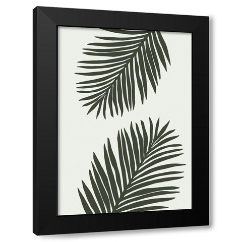 PALM LEAF 04 GREEN Black Modern Wood Framed Art Print by 1x Studio