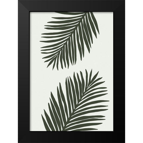 PALM LEAF 04 GREEN Black Modern Wood Framed Art Print by 1x Studio