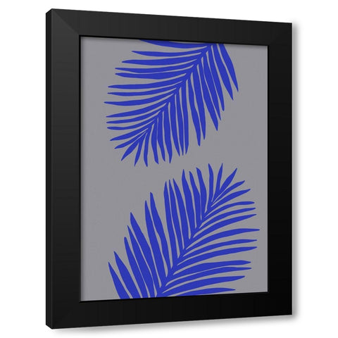 PALM LEAF 02 SOFT GRAY Black Modern Wood Framed Art Print by 1x Studio
