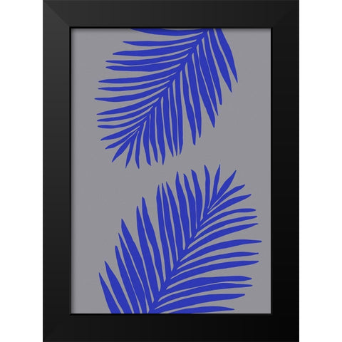 PALM LEAF 02 SOFT GRAY Black Modern Wood Framed Art Print by 1x Studio