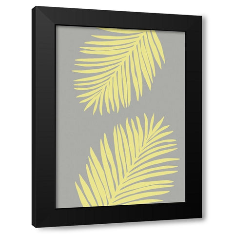 PALM LEAF 01 YELLOW Black Modern Wood Framed Art Print by 1x Studio
