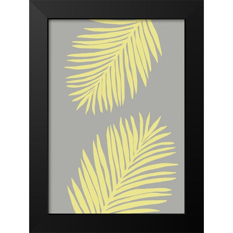 PALM LEAF 01 YELLOW Black Modern Wood Framed Art Print by 1x Studio