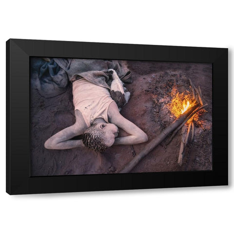 Dreaming Of His Cows Black Modern Wood Framed Art Print by Cole, Trevor