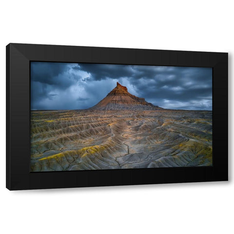 Factory Butte Before A Thunderstorm Black Modern Wood Framed Art Print by Zheng, Michael
