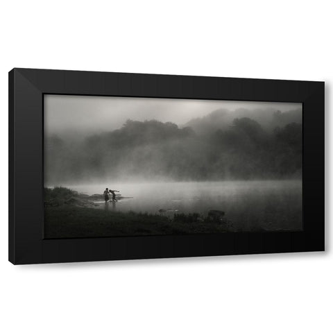 Misty RIVer Black Modern Wood Framed Art Print with Double Matting by Zeng, Kenneth