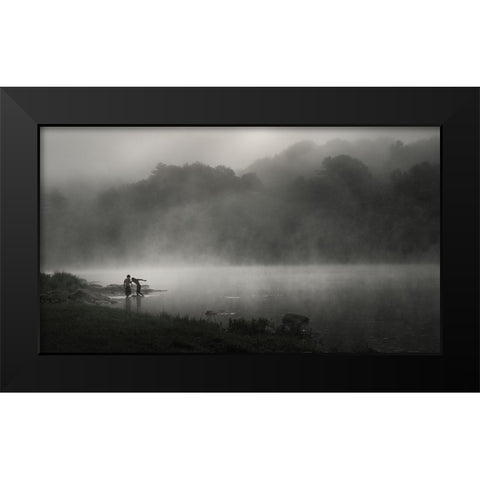 Misty RIVer Black Modern Wood Framed Art Print by Zeng, Kenneth
