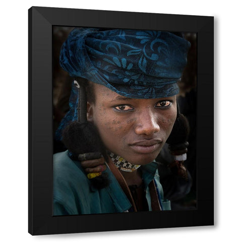 Fulani Boy At Niergui Refugee Camp-Tchad Black Modern Wood Framed Art Print with Double Matting by Molina, Elena