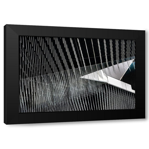 Lines And Arrow Black Modern Wood Framed Art Print by Wride, Linda