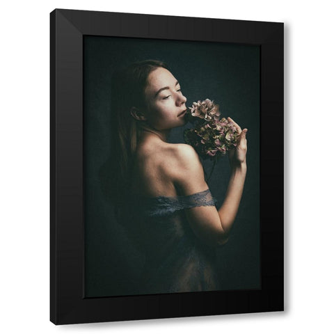 Flowers Black Modern Wood Framed Art Print with Double Matting by Kurz, Christian