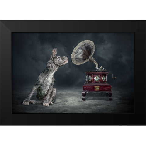 Musicdog Black Modern Wood Framed Art Print by Egger, Marcel