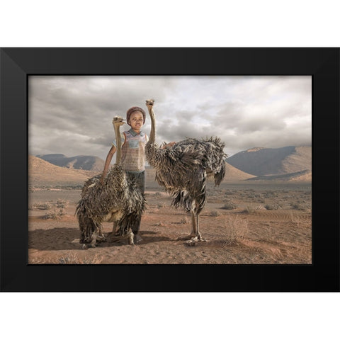Ostrichboy Black Modern Wood Framed Art Print by Egger, Marcel