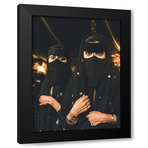 Arabic Woman Black Modern Wood Framed Art Print by Alghasham, Kawthar