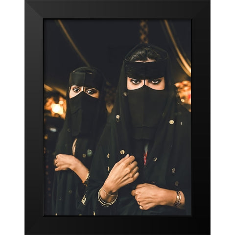 Arabic Woman Black Modern Wood Framed Art Print by Alghasham, Kawthar