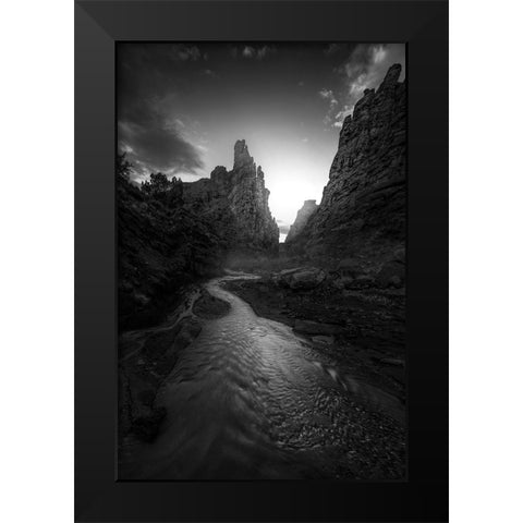 Onion Creek Black Modern Wood Framed Art Print by P., Ruiqing