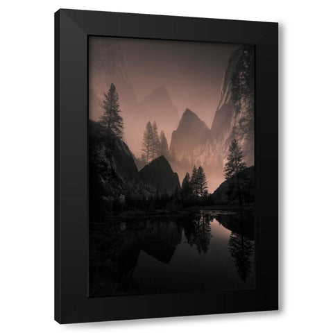 Foggy Mountain Black Modern Wood Framed Art Print by Deng, Larry