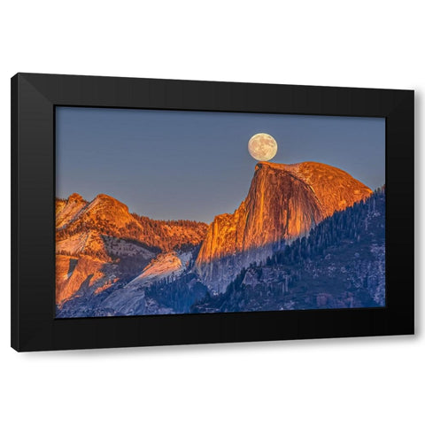 Moonrise Over Half Dome Black Modern Wood Framed Art Print by Lin, Ning