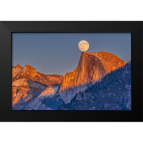 Moonrise Over Half Dome Black Modern Wood Framed Art Print by Lin, Ning