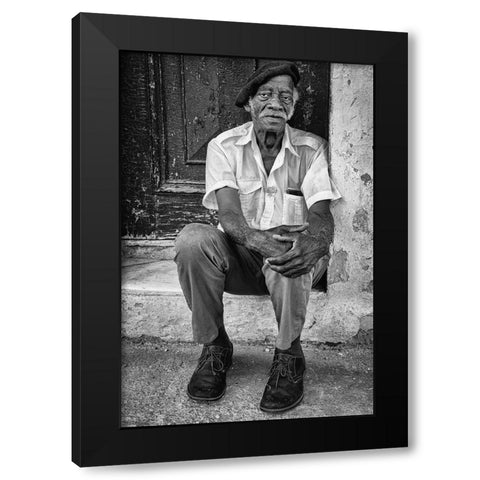 Man in the Street Black Modern Wood Framed Art Print with Double Matting by Bauer, Andreas