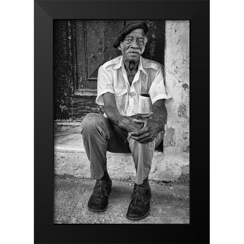 Man in the Street Black Modern Wood Framed Art Print by Bauer, Andreas