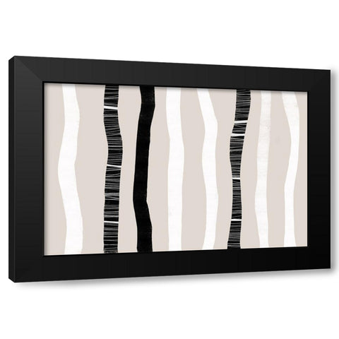 Stripes And Harmony Black Modern Wood Framed Art Print by Uplusmestudio