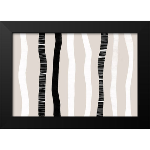 Stripes And Harmony Black Modern Wood Framed Art Print by Uplusmestudio