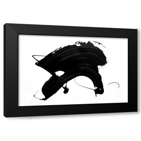 Black Abstract Stroke Black Modern Wood Framed Art Print with Double Matting by Uplusmestudio