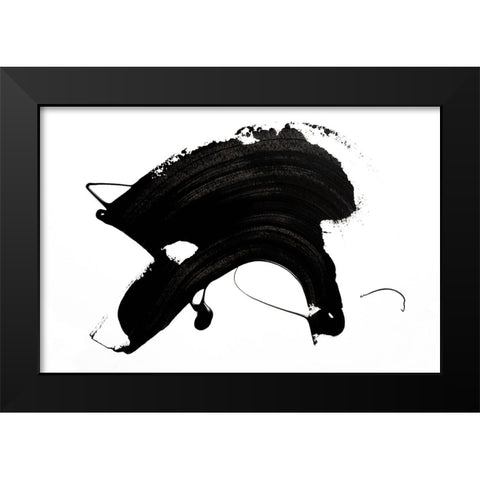Black Abstract Stroke Black Modern Wood Framed Art Print by Uplusmestudio