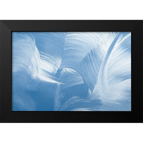 Acrylic Waves No 1 Black Modern Wood Framed Art Print by Uplusmestudio