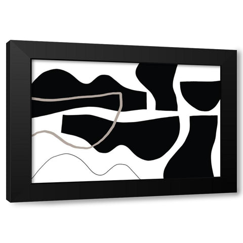 Contour Black Modern Wood Framed Art Print with Double Matting by Uplusmestudio