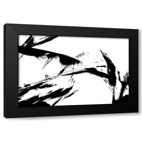 Feathery Streak Black Modern Wood Framed Art Print with Double Matting by Uplusmestudio