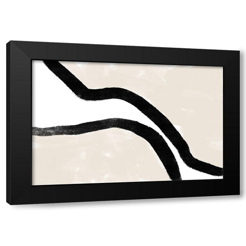 Abstracto Bordered Black Modern Wood Framed Art Print by Uplusmestudio