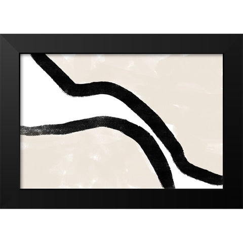 Abstracto Bordered Black Modern Wood Framed Art Print by Uplusmestudio