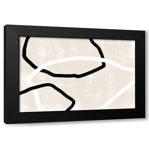 Abstracto Trio Black Modern Wood Framed Art Print with Double Matting by Uplusmestudio