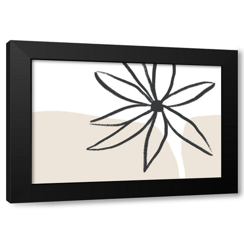 Flower And Cream Black Modern Wood Framed Art Print by Uplusmestudio