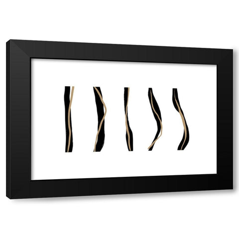 Double Line Black Modern Wood Framed Art Print by Uplusmestudio